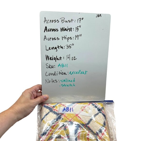 J.McLaughlin Plaid Shift Dress Sleeveless Yellow Cream Multi-Color Size Small - Picture 10 of 10